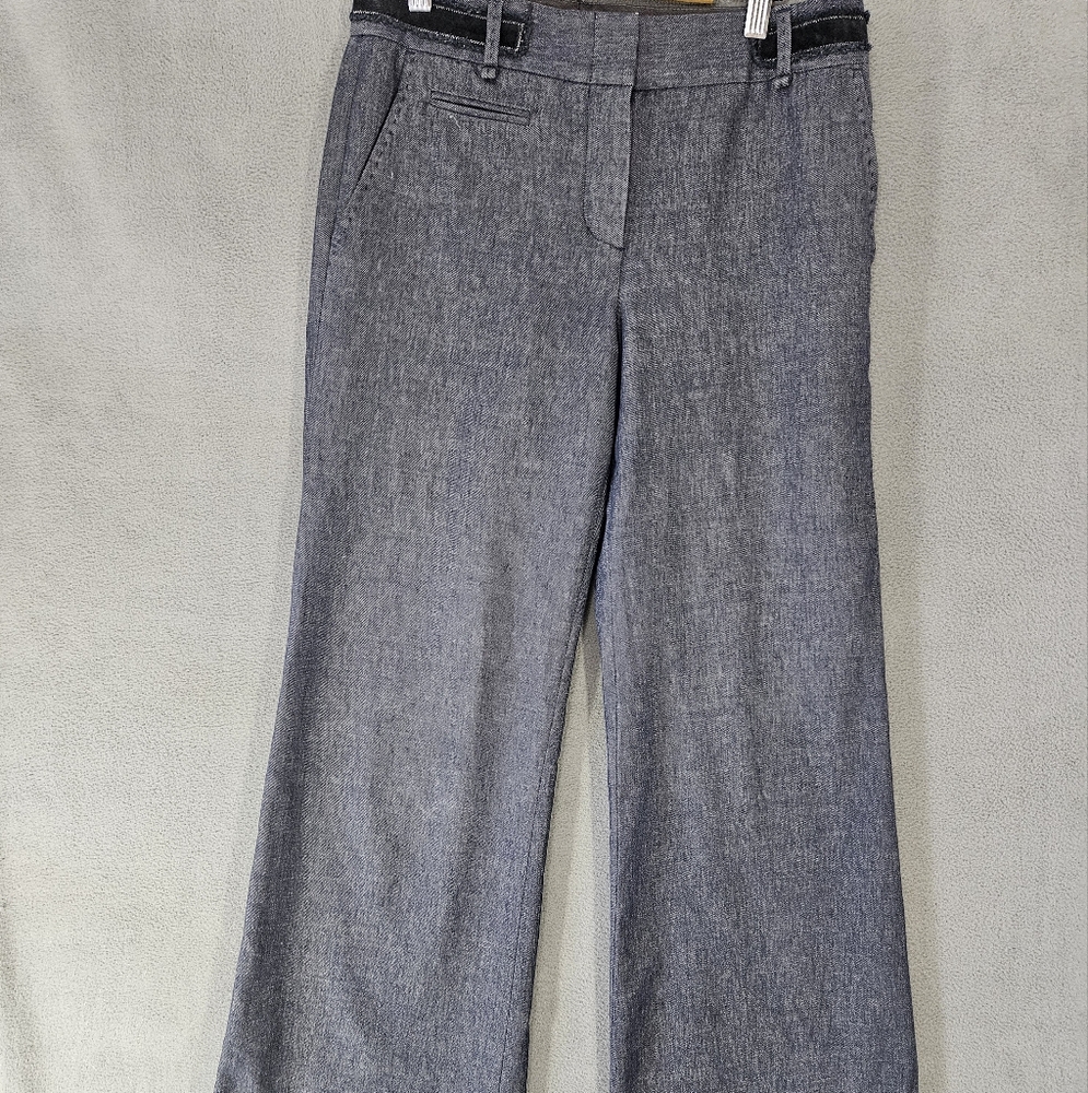 BCBG Maxazria Womens Size 4 Dress Pants Flare Wide Leg Blue Gray Trousers